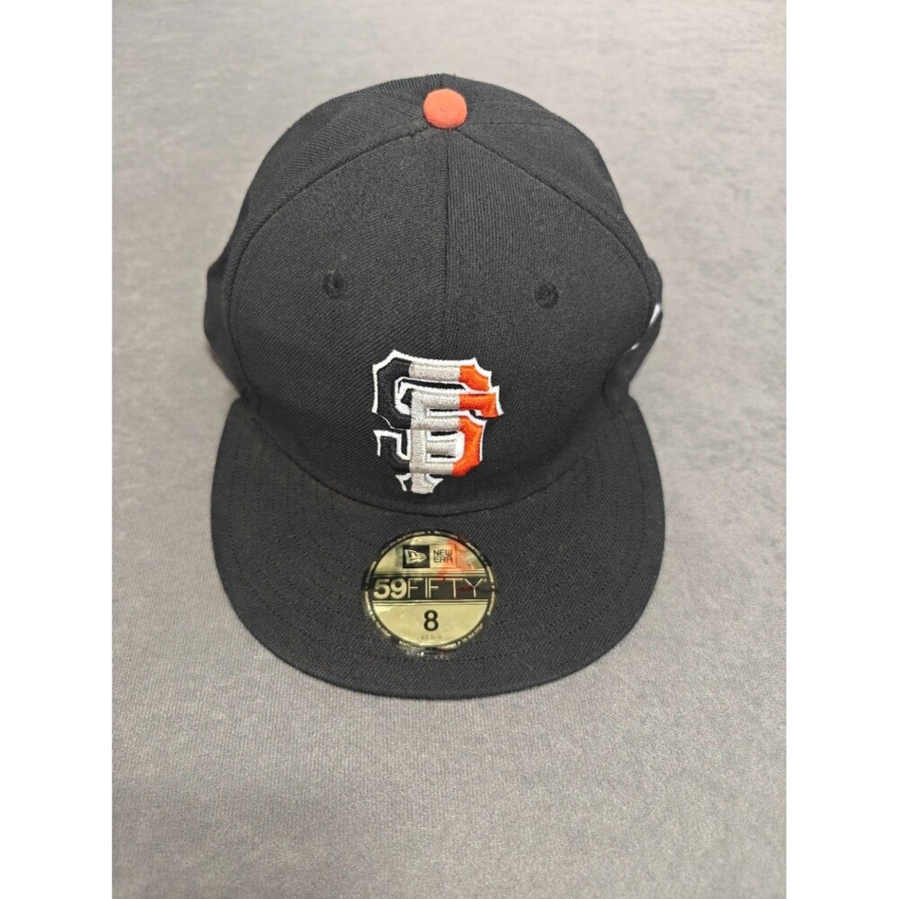 New Era San Francisco Giants 59FIFTY Fitted Hat Size 8 MLB Black Orange